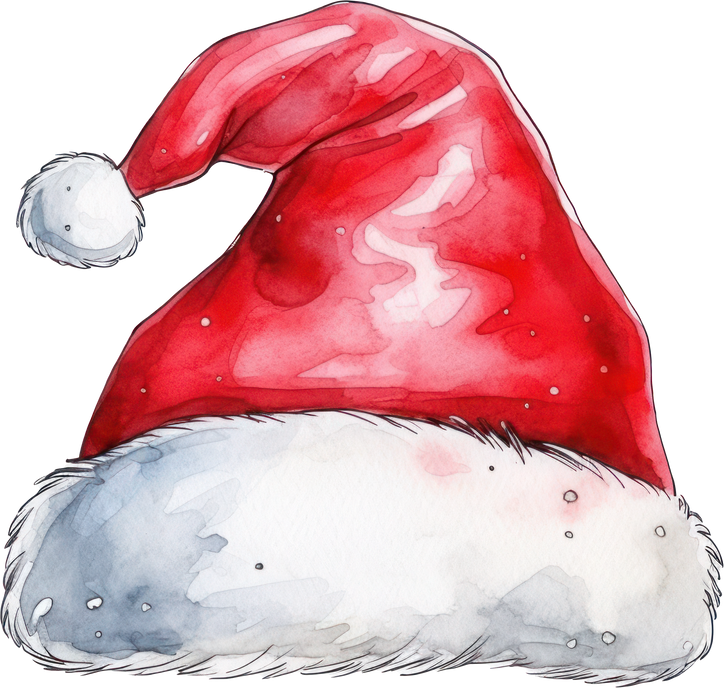 Watercolor santa hat illustration